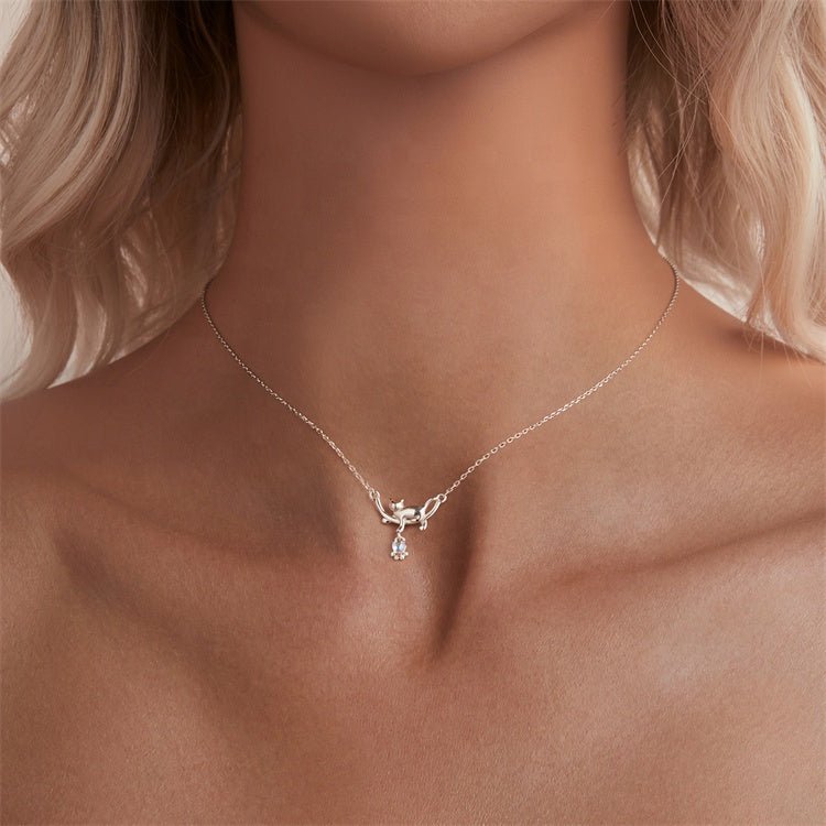Trivellolab Playful Moonlit Cat Pendant Necklace