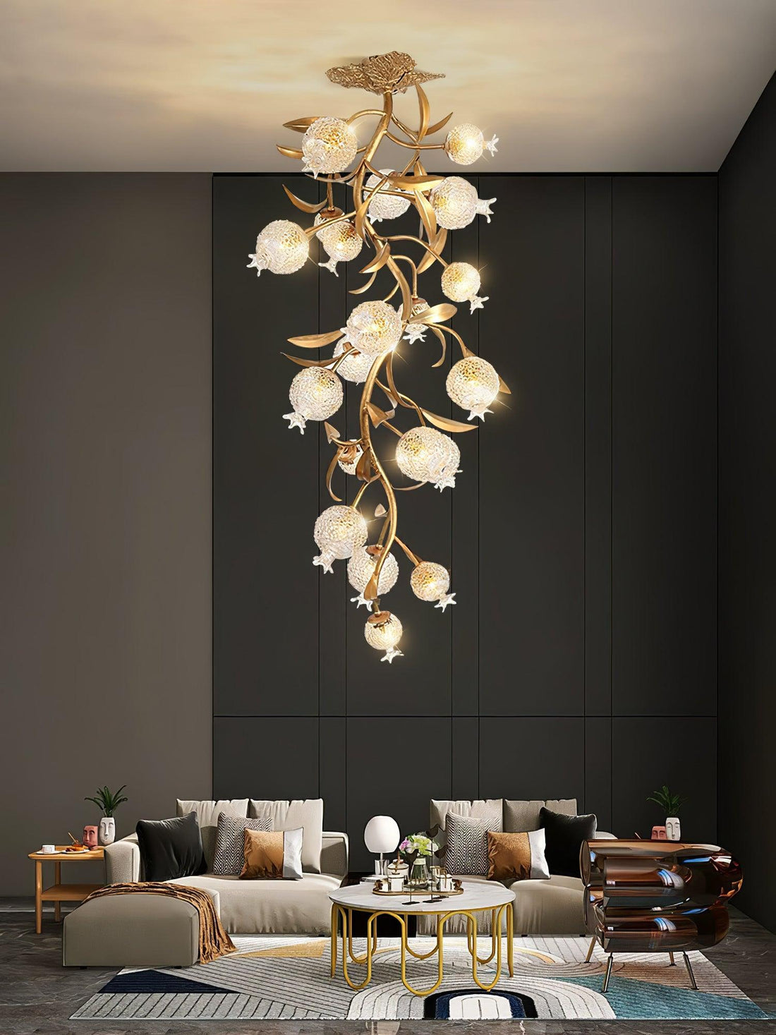 Pomegranate Brass Branch Chandelier - ∅ 19.7″ x H 51.2″ / Dia 50cm x H 130cmDark CopperTrivellolab