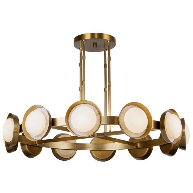 PrismFlow Alabaster Metal Chandelier - Vintage BrassTrivellolab