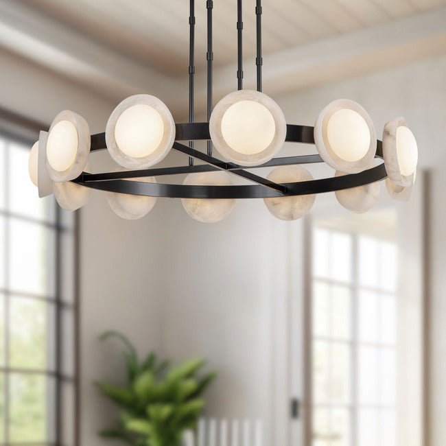 PrismFlow Alabaster Metal Chandelier - Urban BronzeTrivellolab