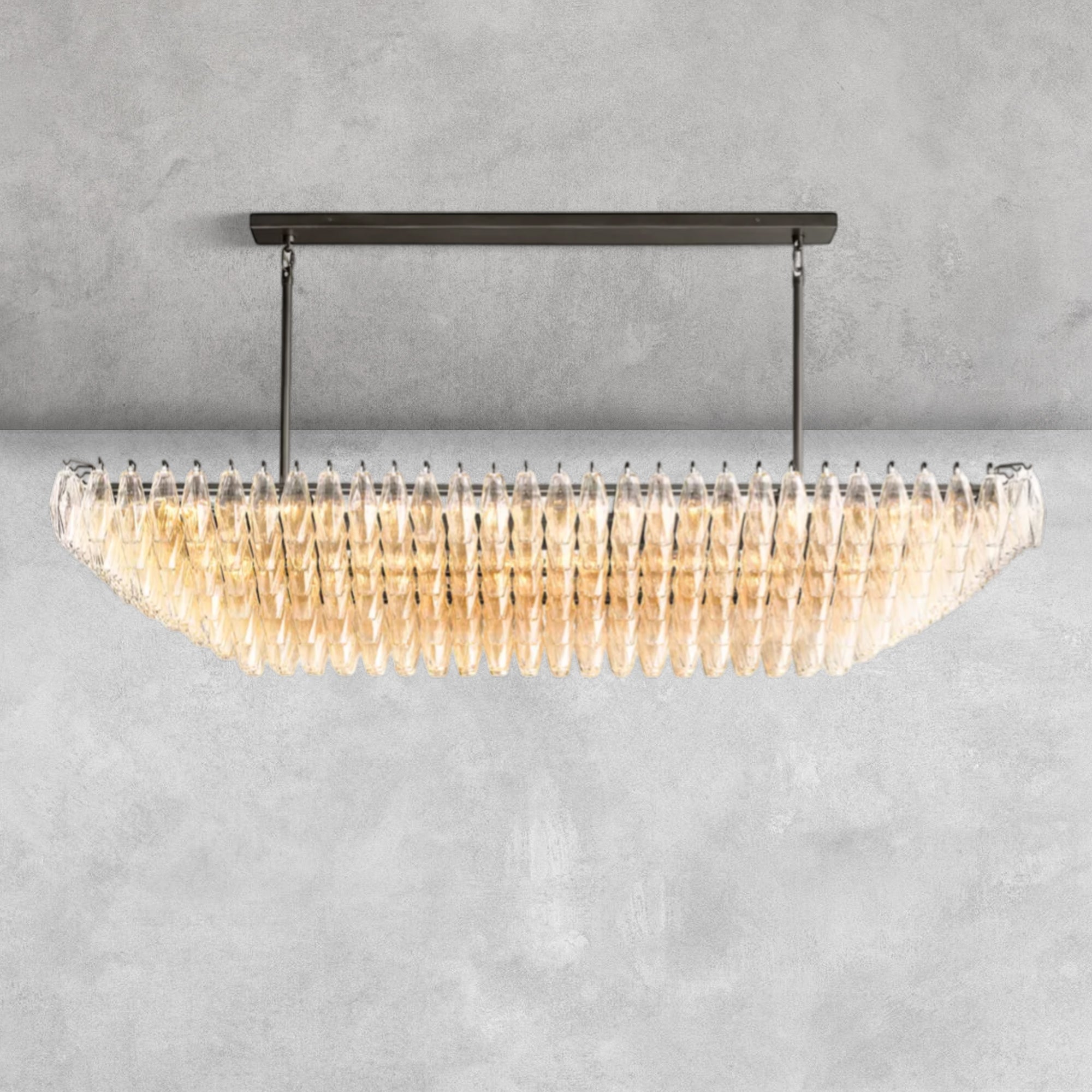 Kiaris Glass Tiered Rectangular Chandelier 54'' 74''