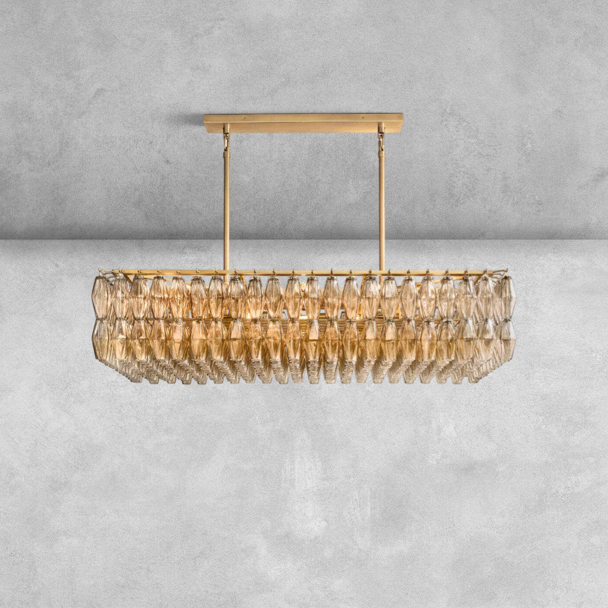 Kiaris Modern Glass Rectangular Glass Chandelier 54" 74″