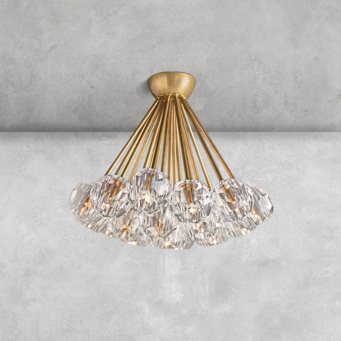 Bouble De Crystal Cluster Flushmount 24''-