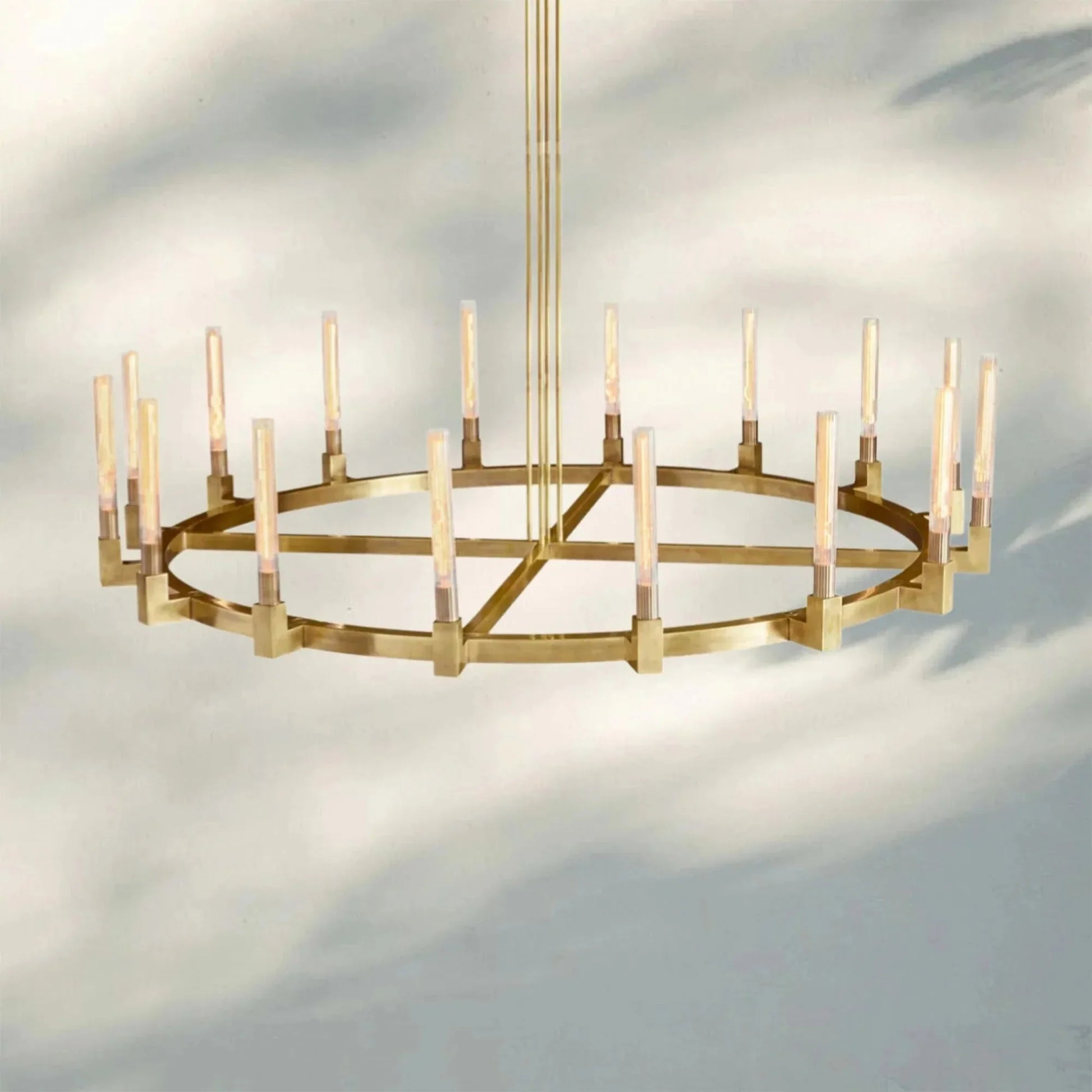 Pulse Candlestick Round Chandelier 36"48"60"72" - Round 72" diamPolished NickelBlushlighting