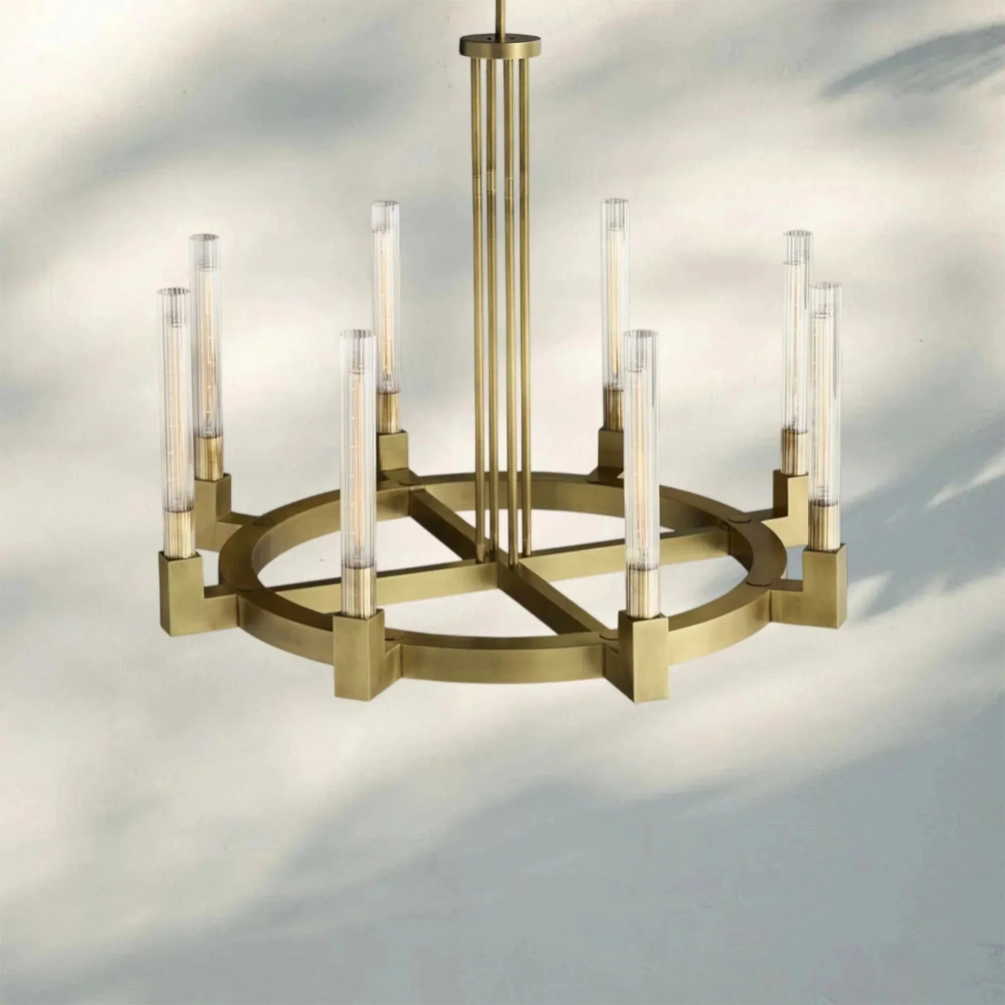 Pulse Candlestick Round Chandelier 36"48"60"72" - Round 72" diamPolished NickelBlushlighting
