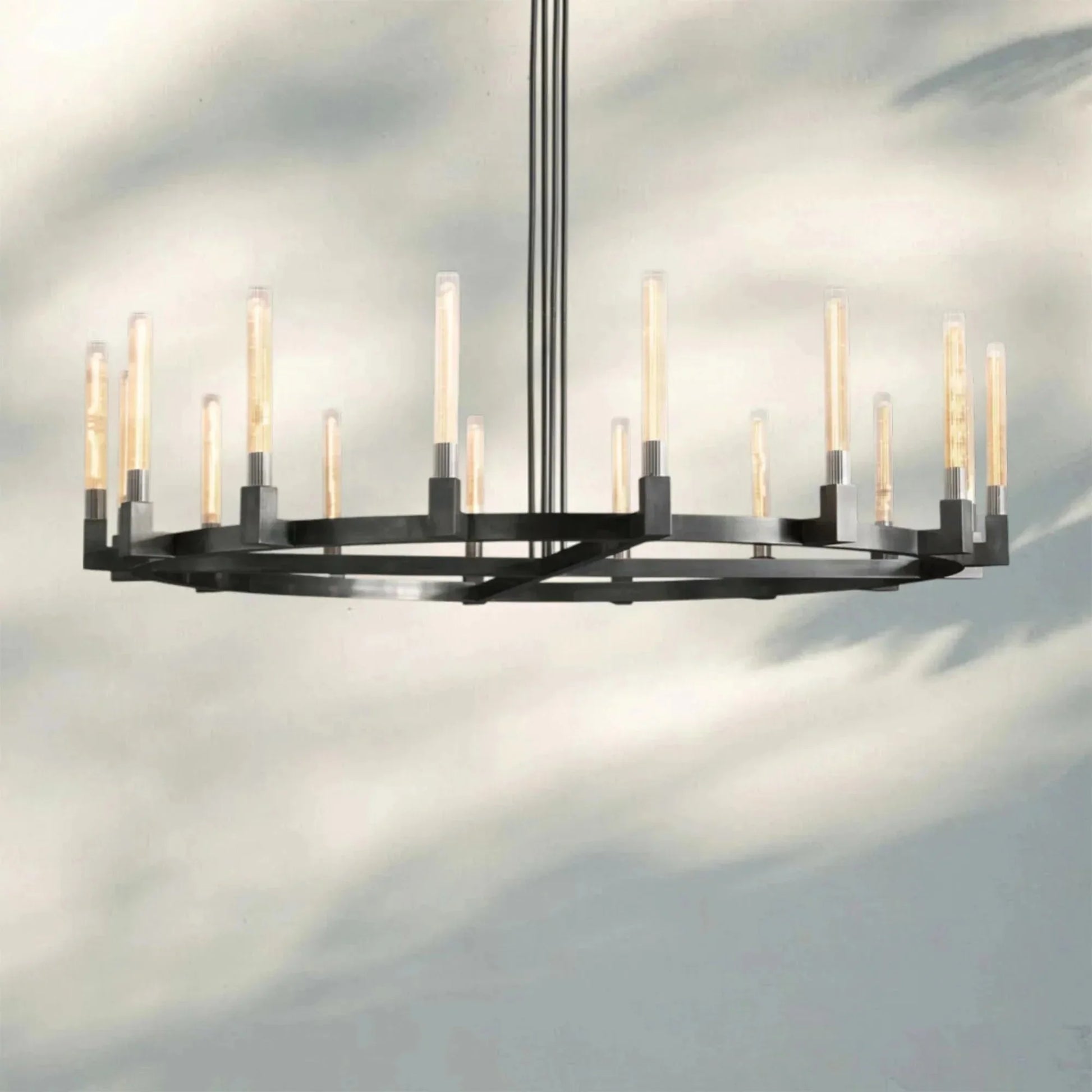 Pulse Candlestick Round Chandelier 36"48"60"72" - Round 72" diamMatte BlackBlushlighting