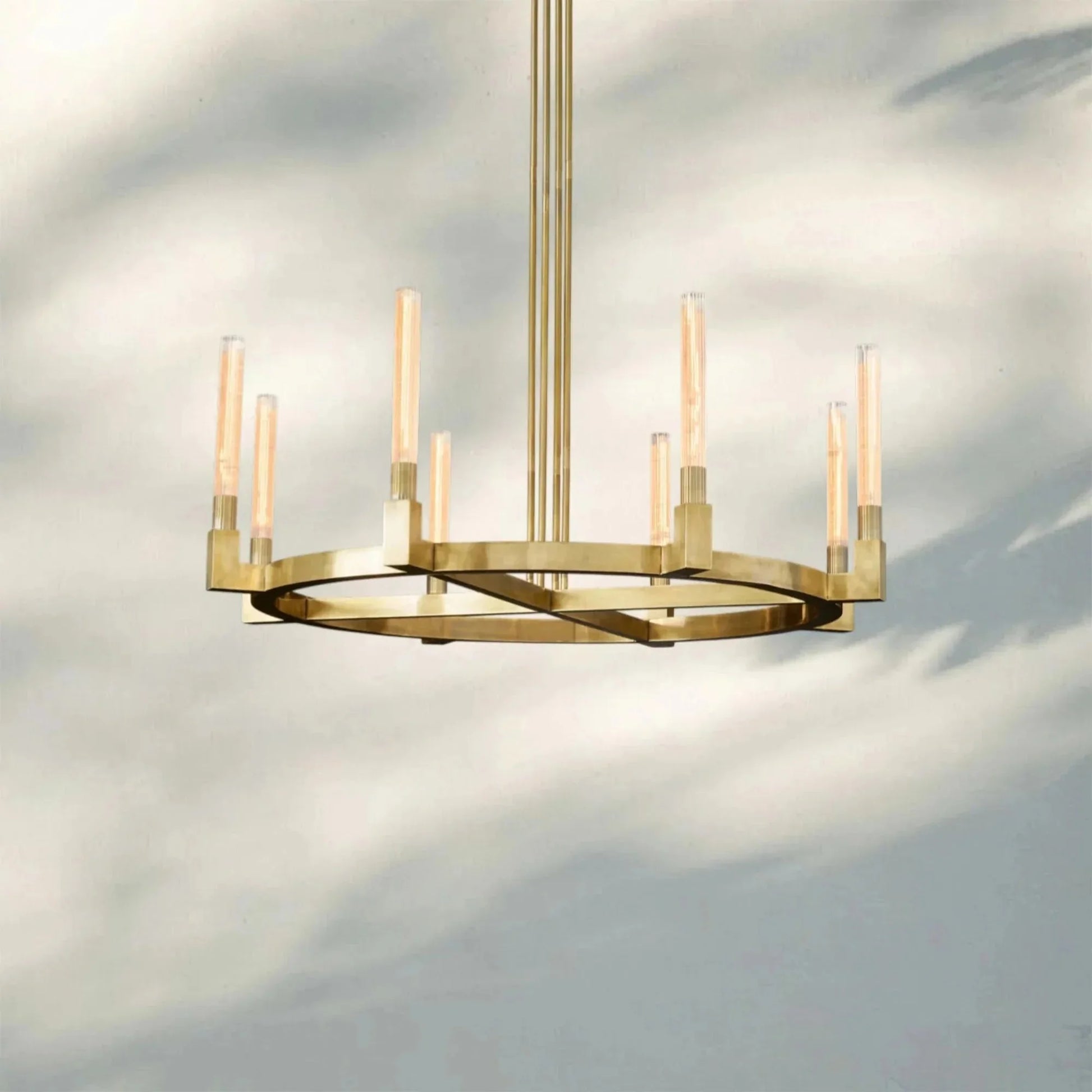 Pulse Candlestick Round Chandelier 36"48"60"72" - Round 48" diamLacquered BrassBlushlighting