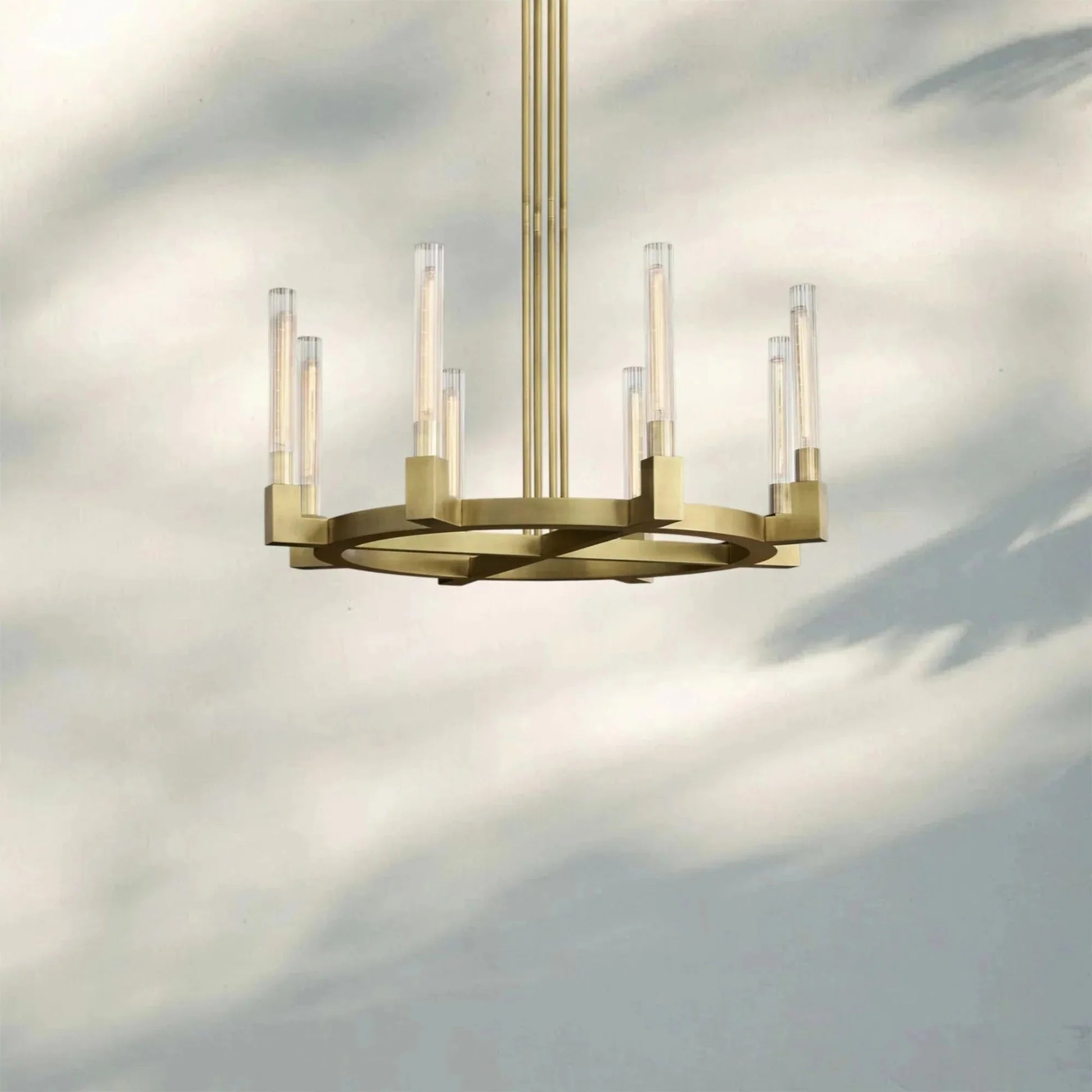 Pulse Candlestick Round Chandelier 36"48"60"72" - Round 72" diamPolished NickelBlushlighting