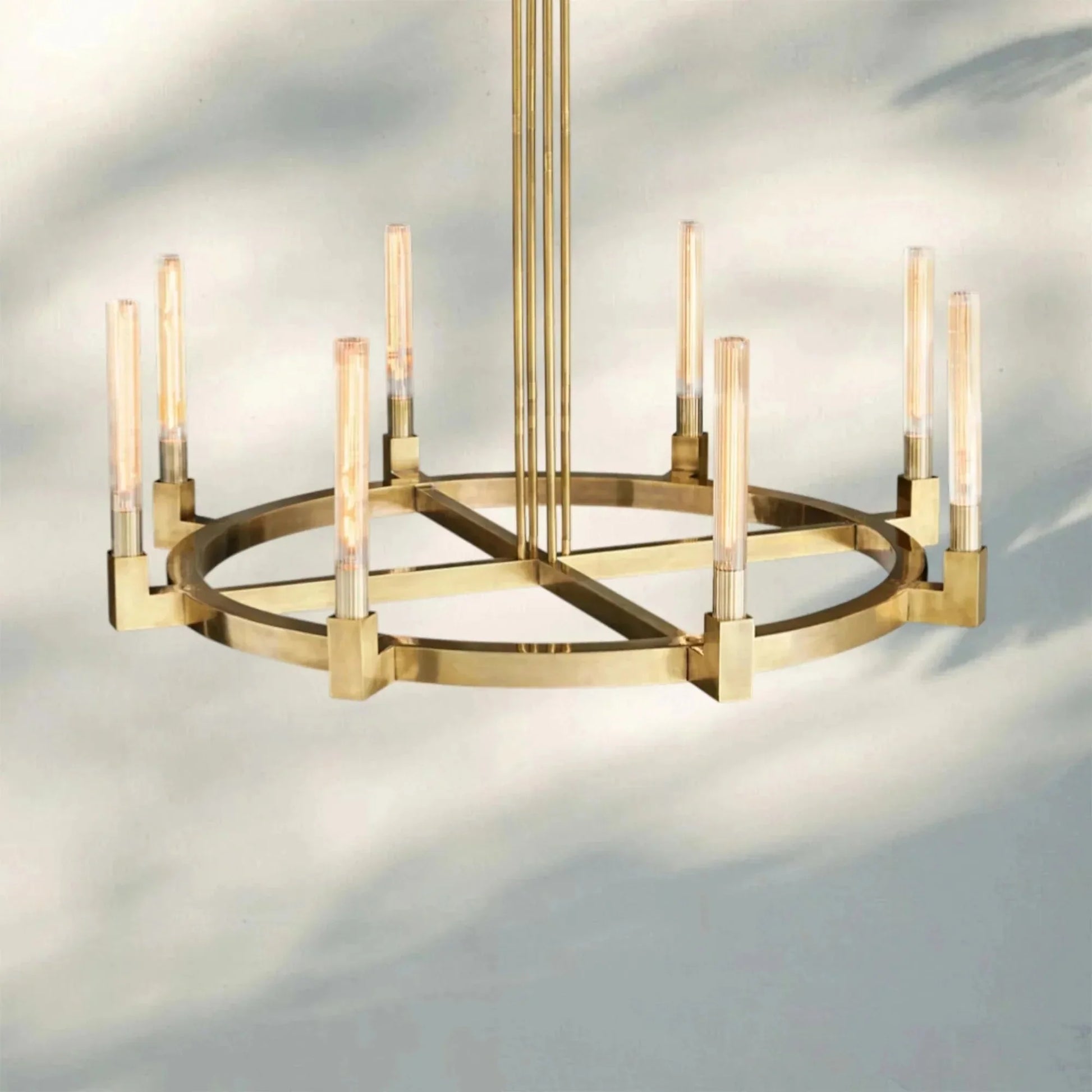 Pulse Candlestick Round Chandelier 36"48"60"72" - Round 72" diamPolished NickelBlushlighting