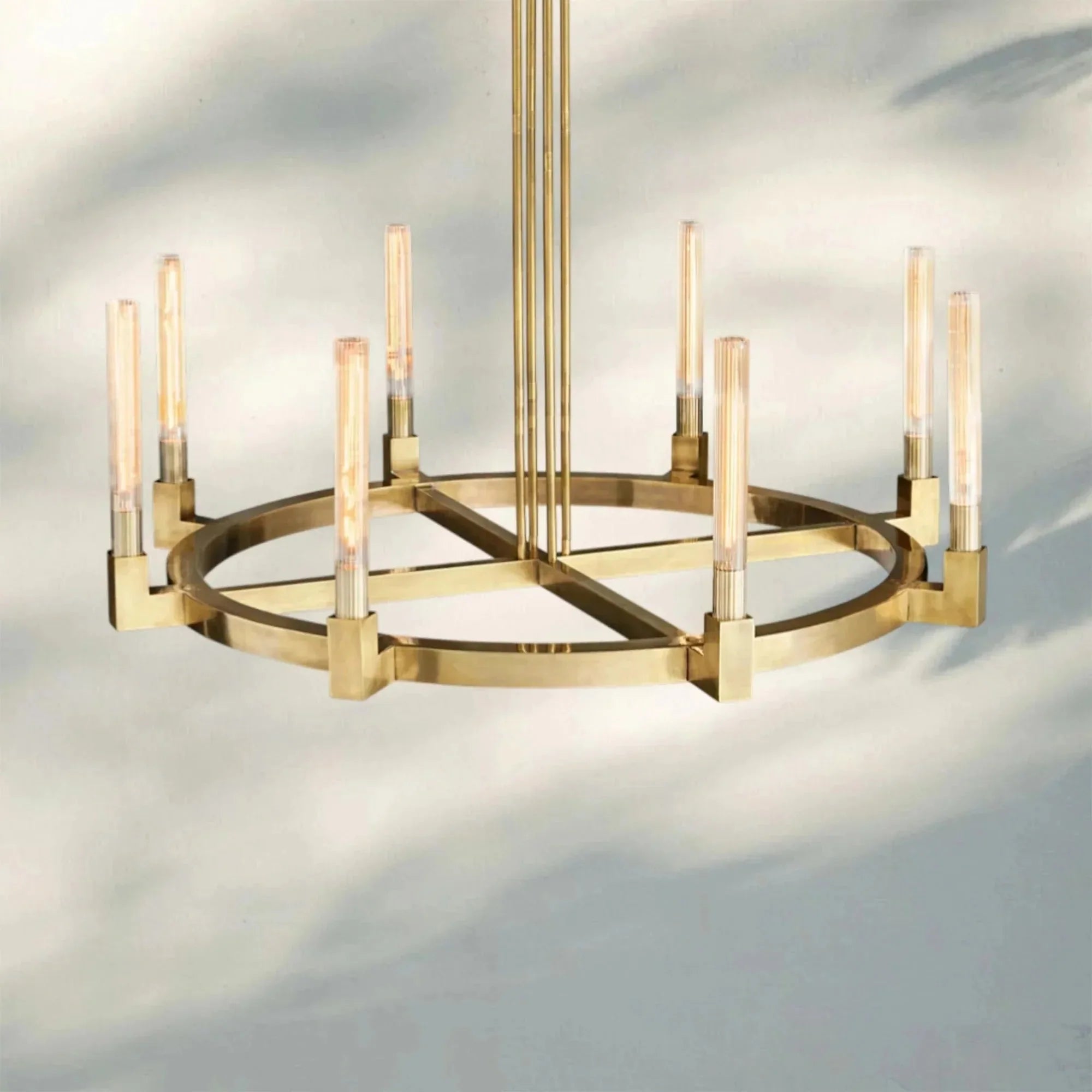 Pulse Candlestick Round Chandelier 36"48"60"72" - Round 72" diamPolished NickelBlushlighting