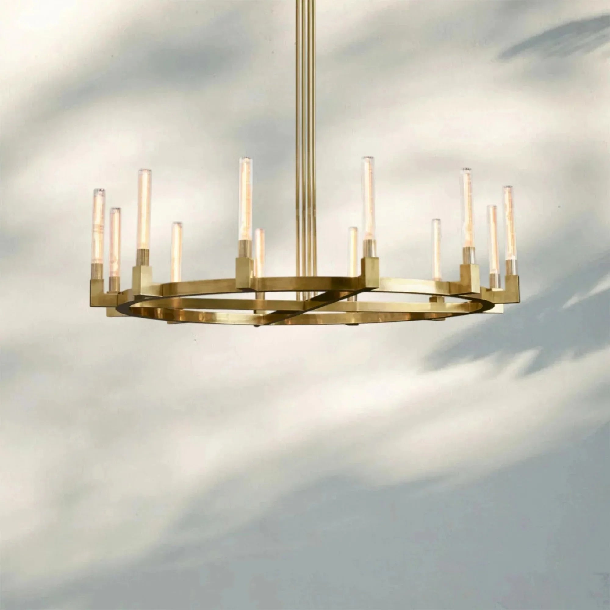 Pulse Candlestick Round Chandelier 36"48"60"72" - Round 60" diamLacquered BrassBlushlighting
