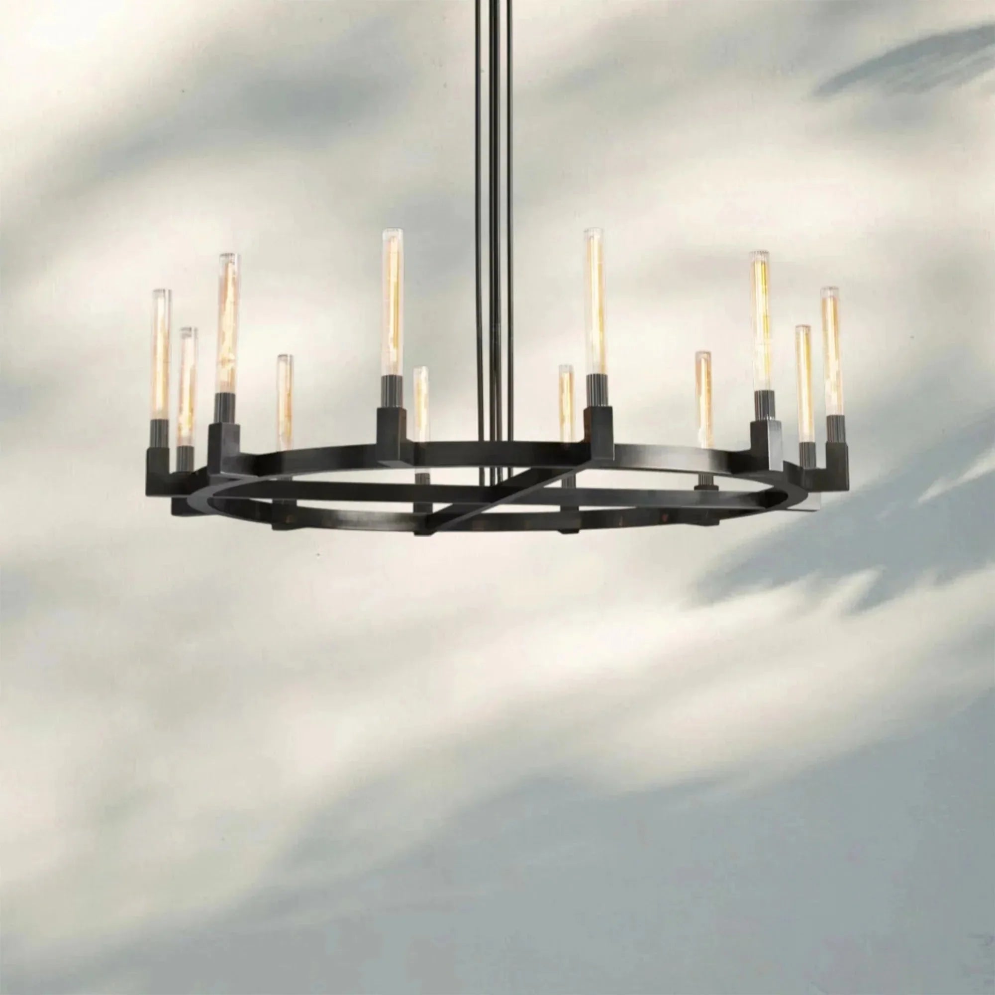 Pulse Candlestick Round Chandelier 36"48"60"72" - Round 60" diamMatte BlackBlushlighting