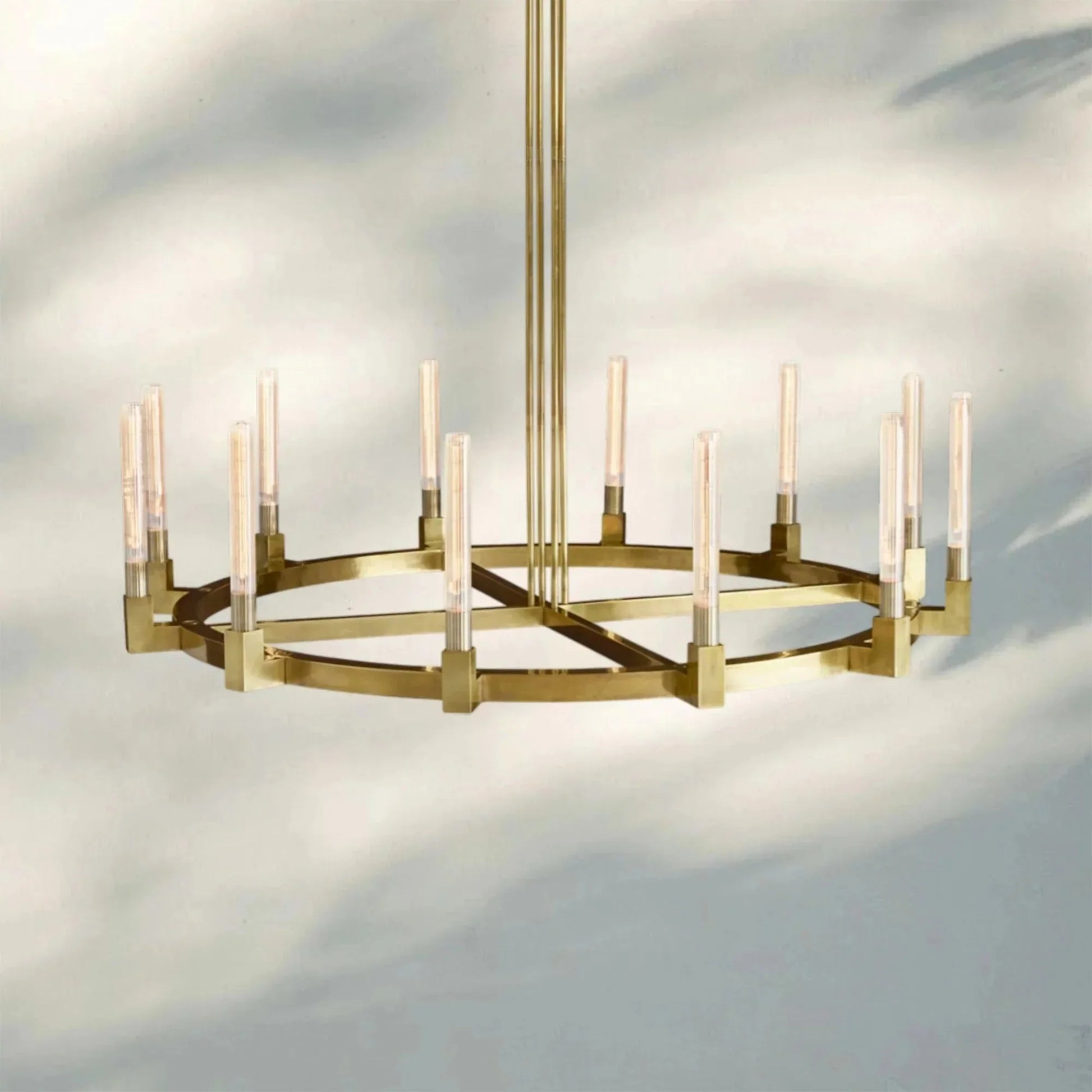 Pulse Candlestick Round Chandelier 36"48"60"72" - Round 72" diamPolished NickelBlushlighting