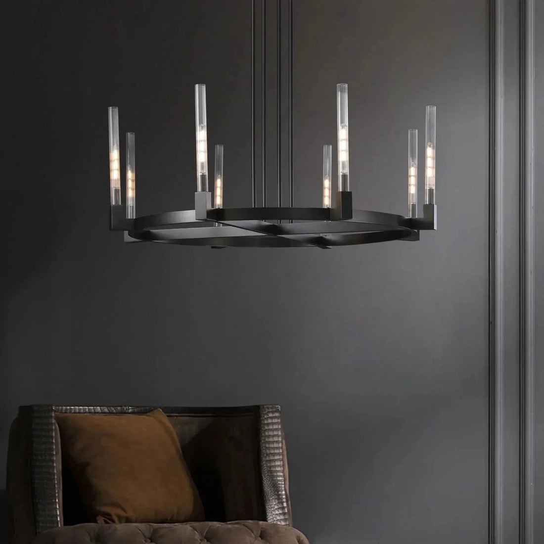Pulse Candlestick Round Chandelier 36"48"60"72" - Round 36" diamLacquered BrassBlushlighting
