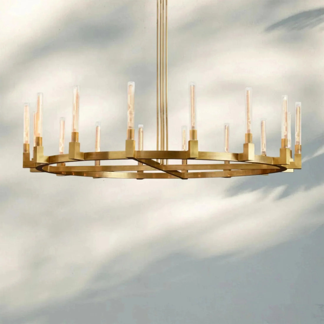 Pulse Candlestick Round Chandelier 36"48"60"72" - Round 36" diamLacquered BrassBlushlighting