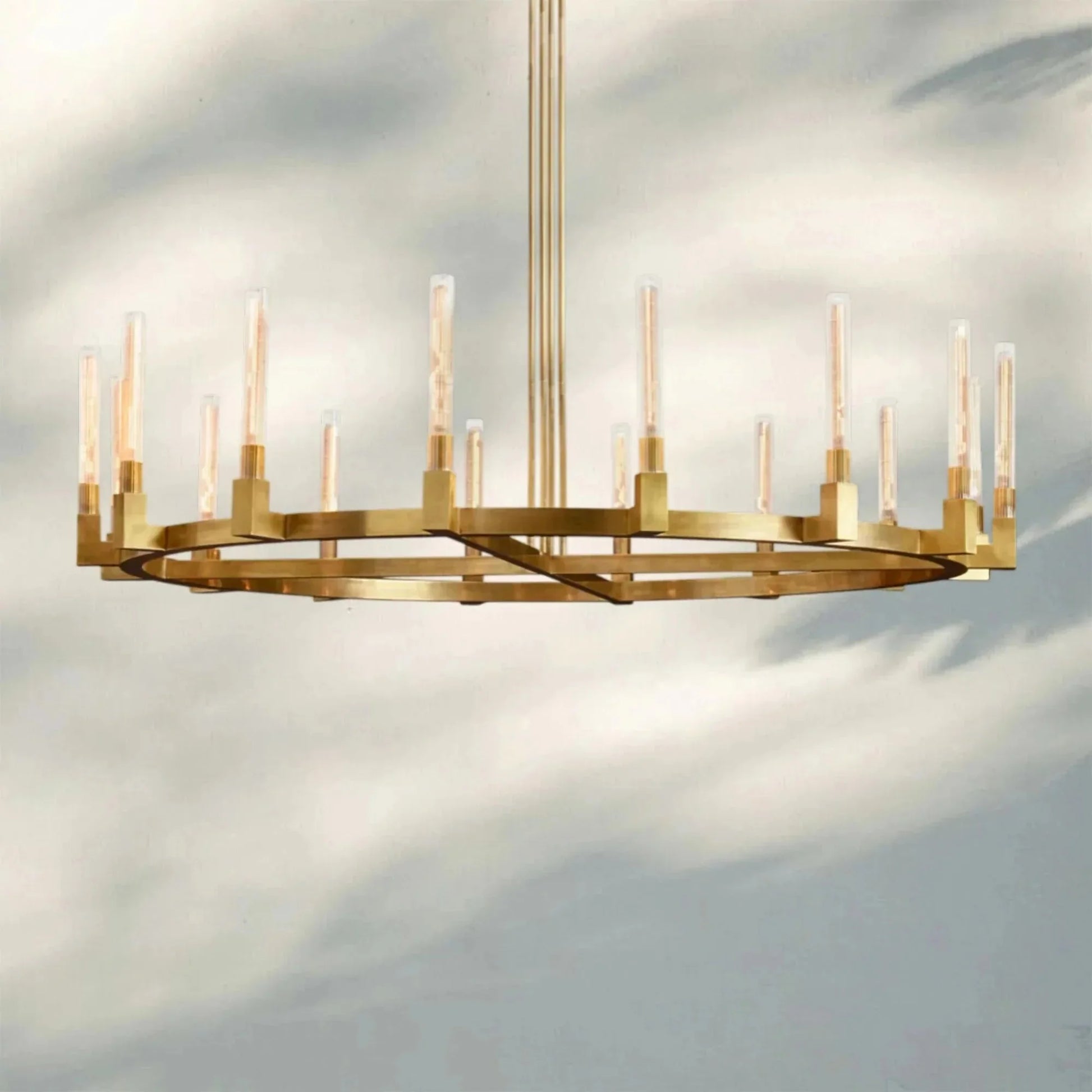 Pulse Candlestick Round Chandelier 36"48"60"72" - Round 72" diamLacquered BrassBlushlighting