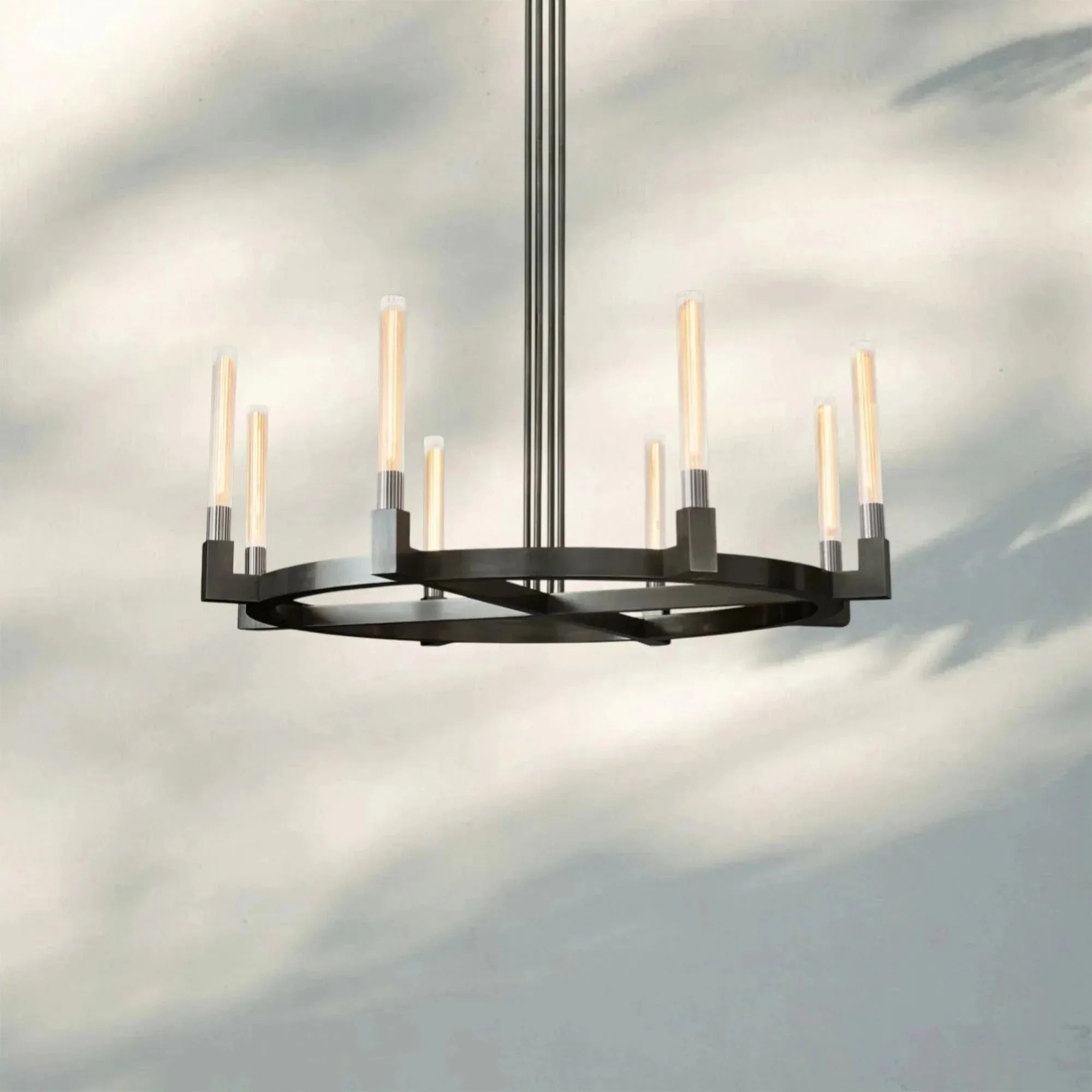 Pulse Candlestick Round Chandelier 36"48"60"72" - Round 48" diamMatte BlackBlushlighting