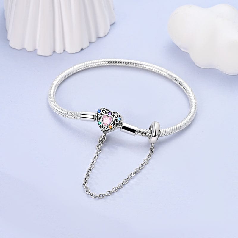 Trivellolab Rainbow Heart Bracelet with Safety Chain