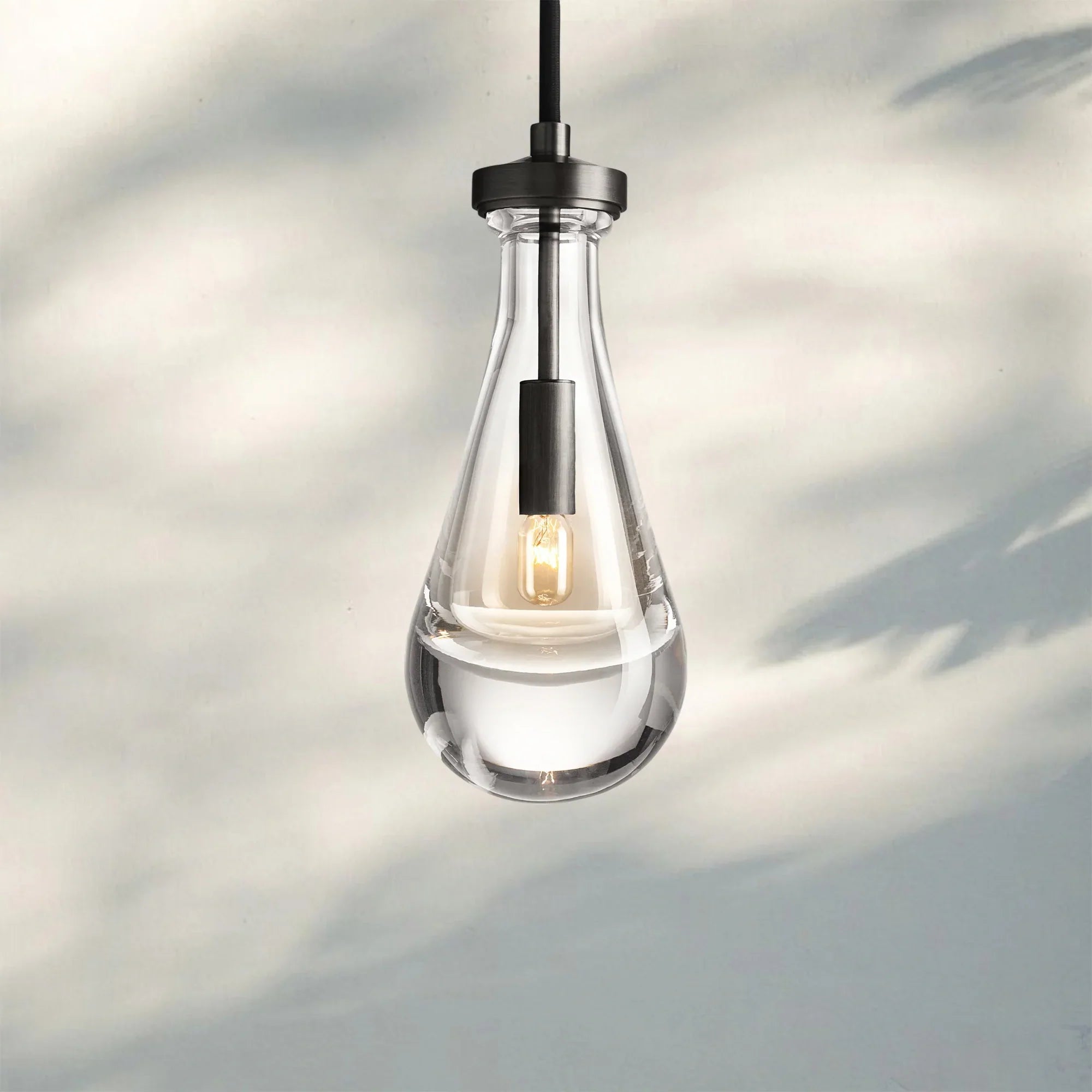 Raindrop Pendant Rod & Cord-Pendant Light For Bedroom,Pendant Light For dining room-Matte Black-Cord-Blushlighting