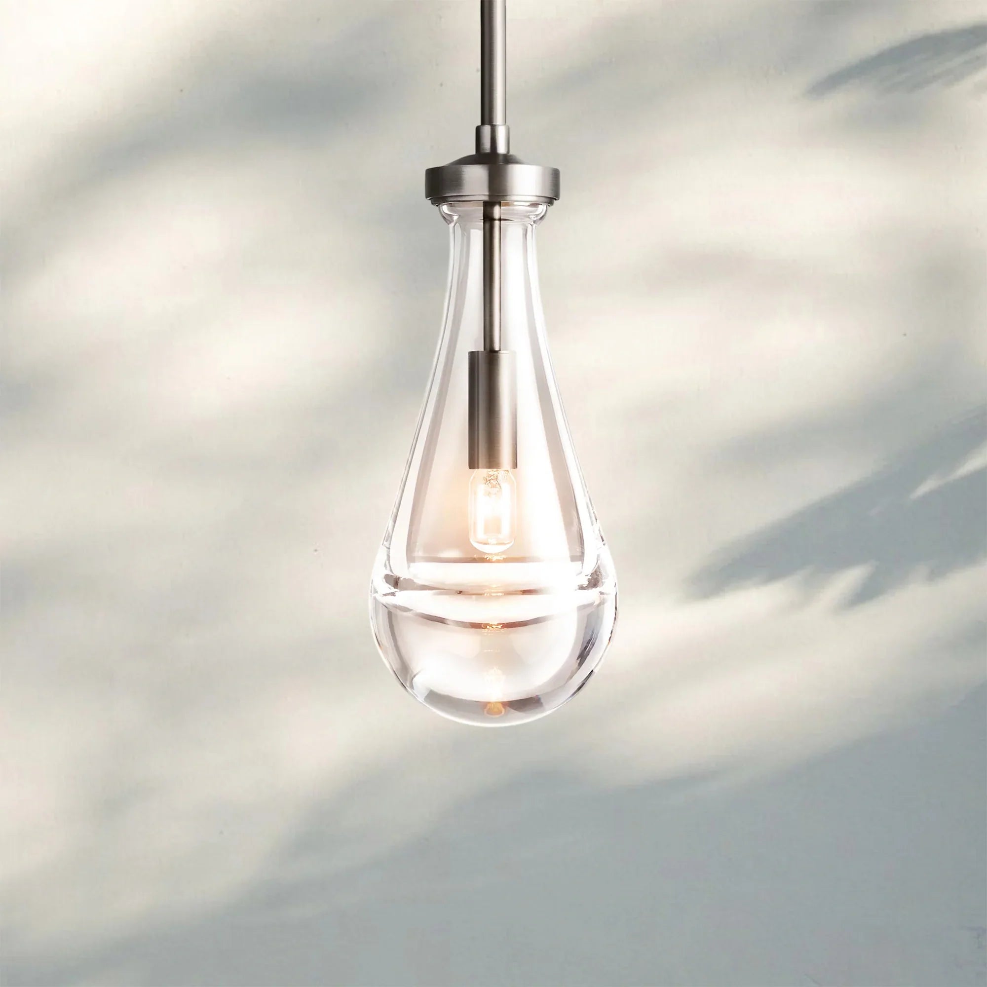 Raindrop Pendant Rod & Cord-Pendant Light For Bedroom,Pendant Light For dining room-Satin Nickel-Rod-Blushlighting