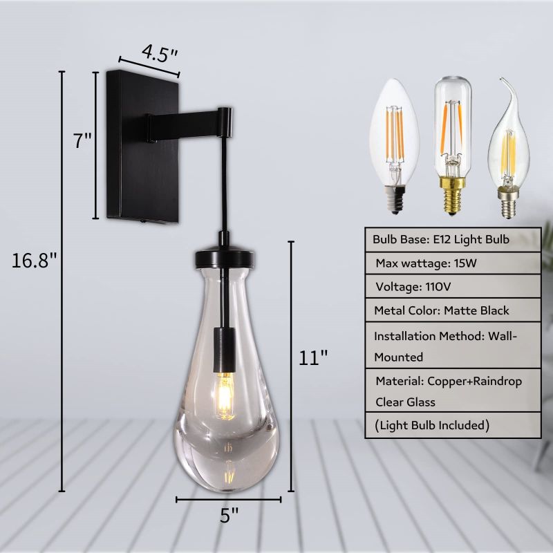 Raindrop Sconce Rod & Cord-wall sconce for bedroom,wall sconce for dining room,wall sconce for stairways,wall sconce for foyer,wall sconce for bathrooms,wall sconce for kitchen,wall sconce for living room-Blushlighting