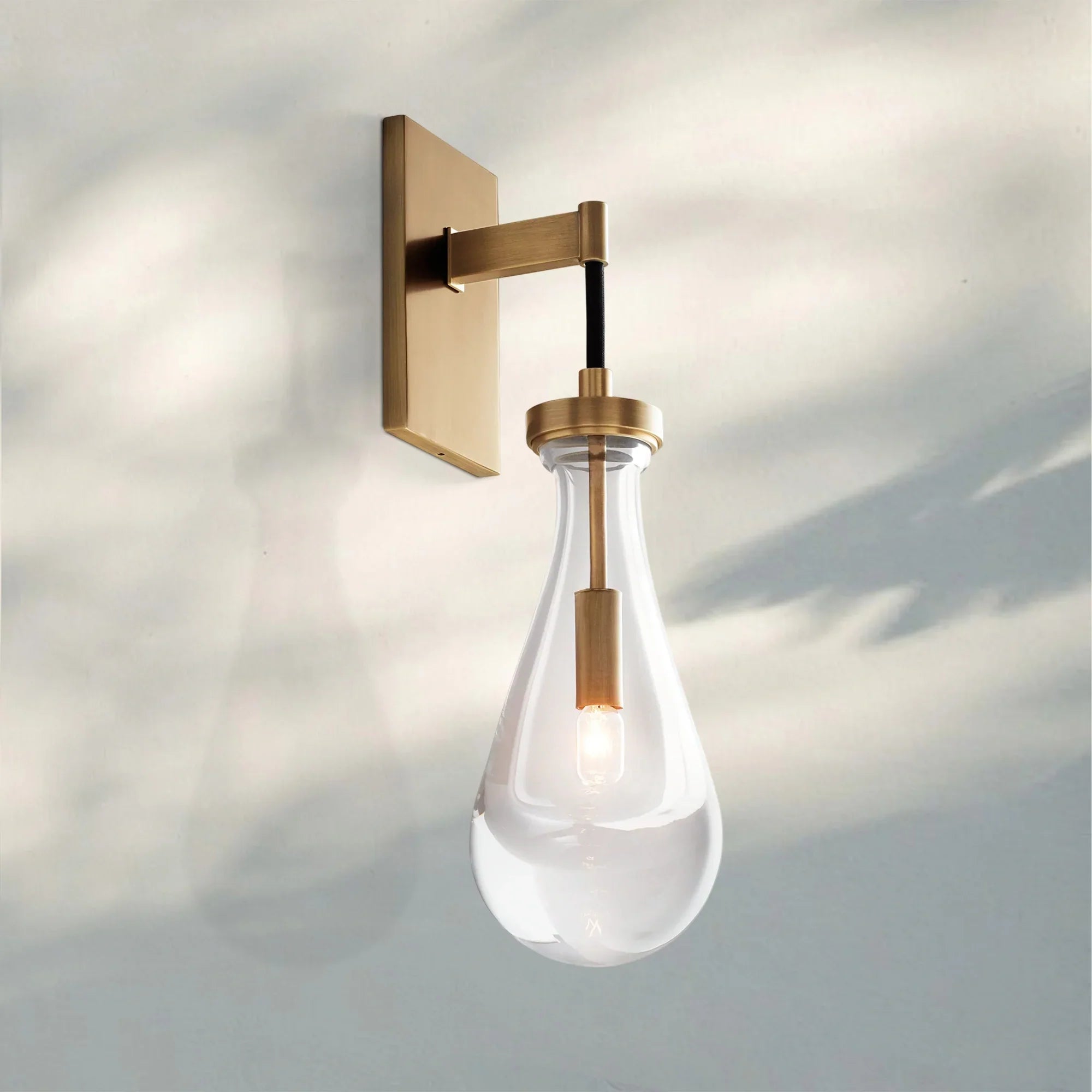 Raindrop Sconce Rod & Cord-wall sconce for bedroom,wall sconce for dining room,wall sconce for stairways,wall sconce for foyer,wall sconce for bathrooms,wall sconce for kitchen,wall sconce for living room-Vintage Brass-Cord-Blushlighting