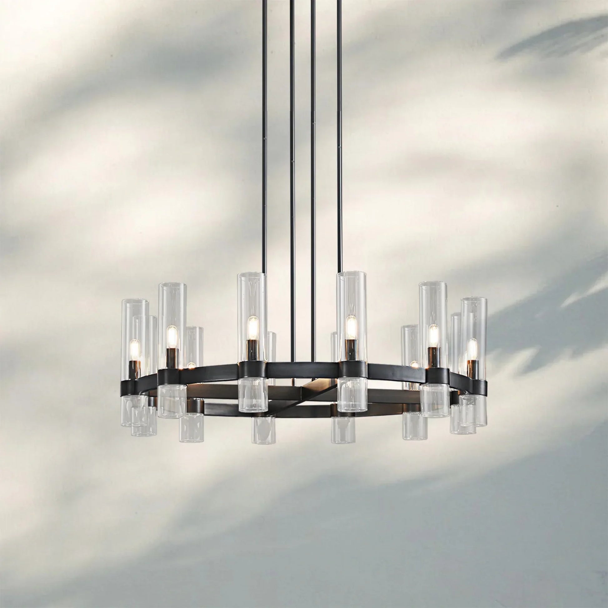 Ravella Glass Round Chandelier-36''-Bronze-