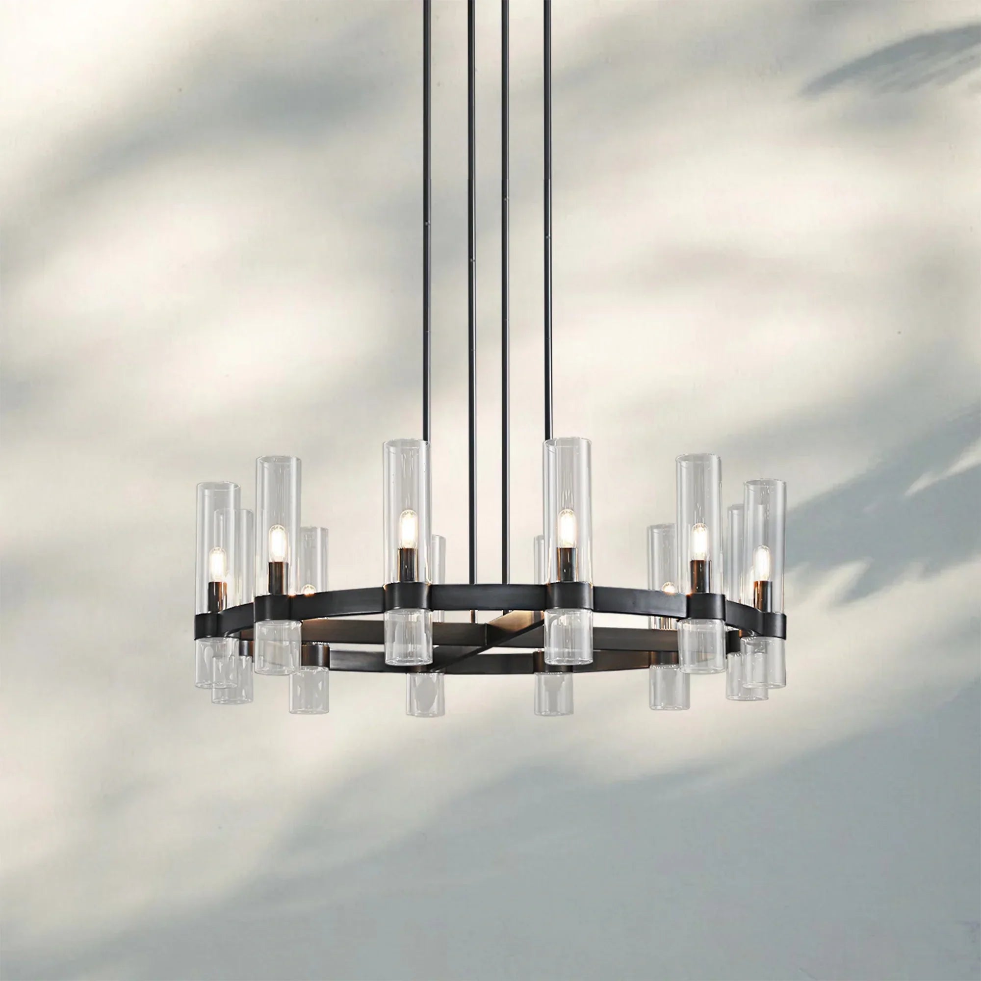 Ravella Glass Round Chandelier-36''-Bronze-