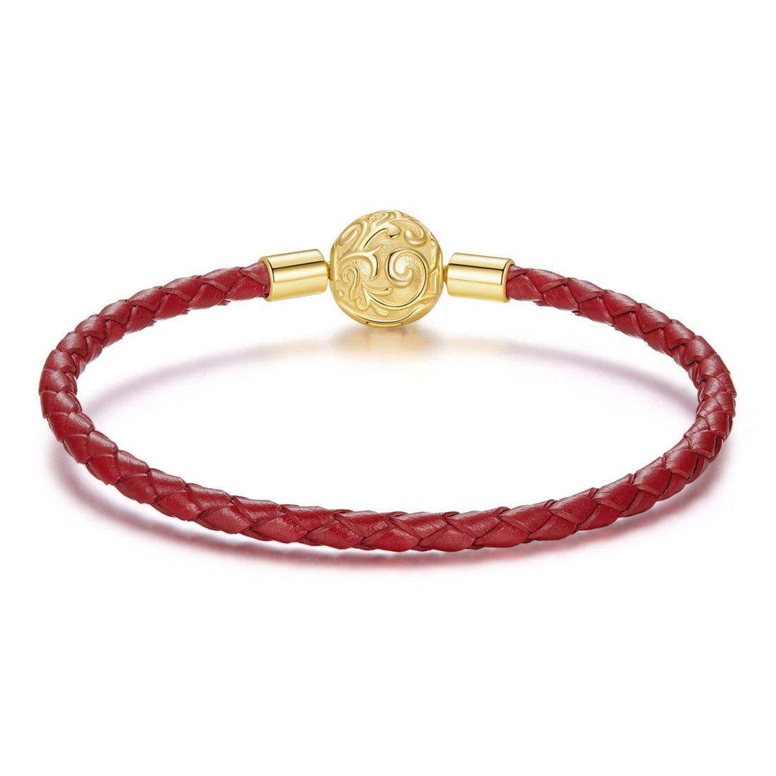 Trivellolab Red Swirl Clasp Leather Charm Bracelet