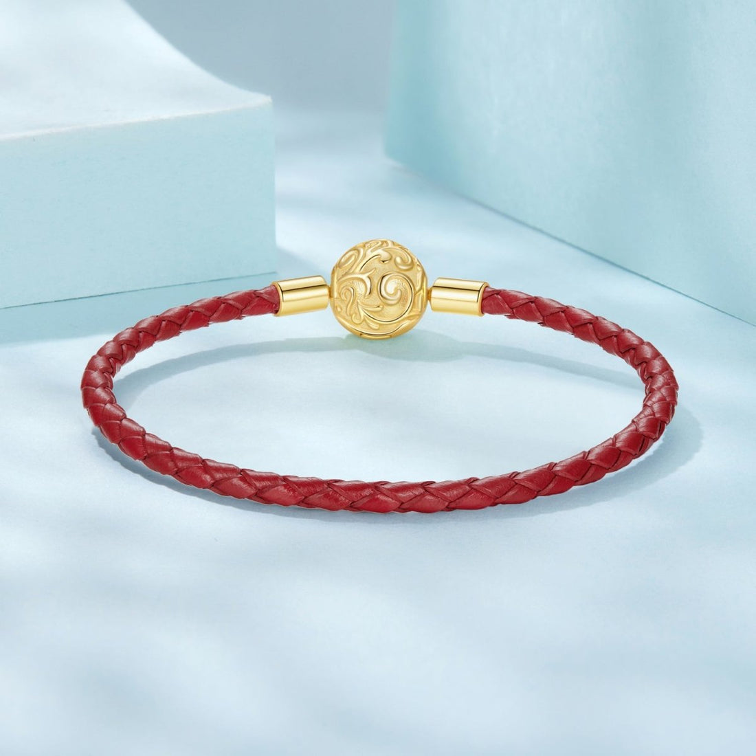 Trivellolab Red Swirl Clasp Leather Charm Bracelet