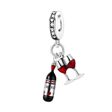 Trivellolab Red Wine & Glasses Dangle Charm