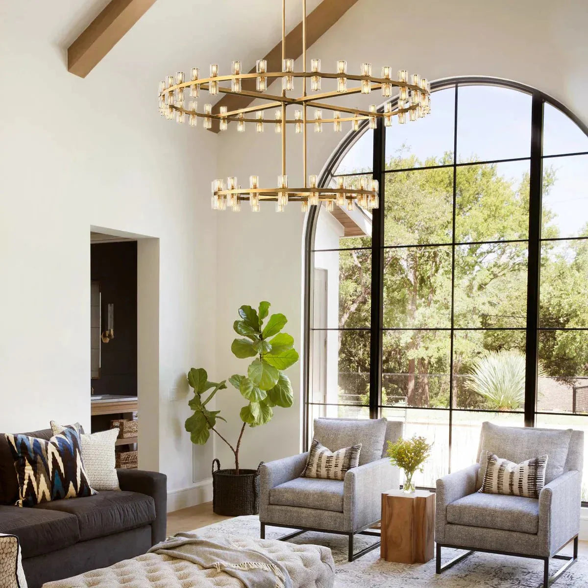 Reger Crystal 2-Tier Round Chandelier 60" for Living Room-Blushlighting-Blushlighting