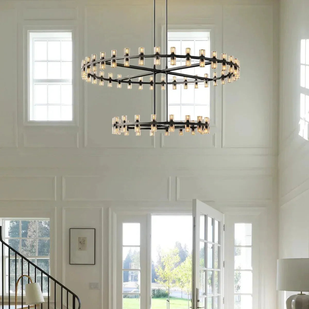 Reger Crystal 2-Tier Round Chandelier 60" for Living Room-Blushlighting-Blushlighting