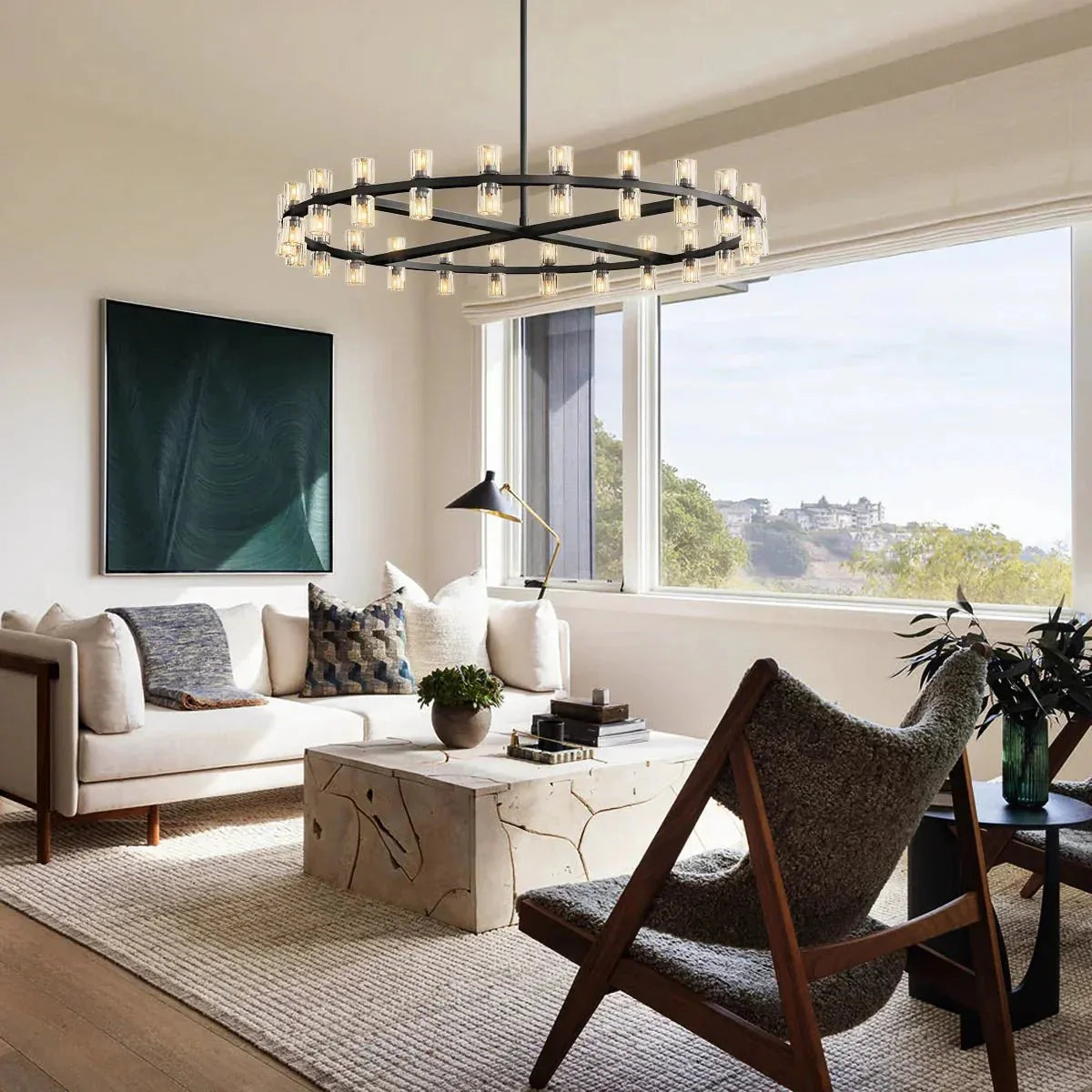 Reger Round Chandelier 36" 48" 60" for Dining Room-chandelier for bedroom,chandelier for dining room,chandelier for stairways,chandelier for foyer,chandelier for bathrooms,chandelier for living room-Blushlighting-36''-Bronze-Blushlighting