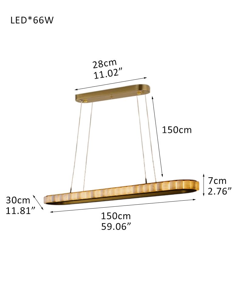 Ring Alabaster Oval Chandelier for Kitchen Island - L120*W30*H7CM/L47.2"*W11.8"*H2.8"Gold + WhiteTrivellolab