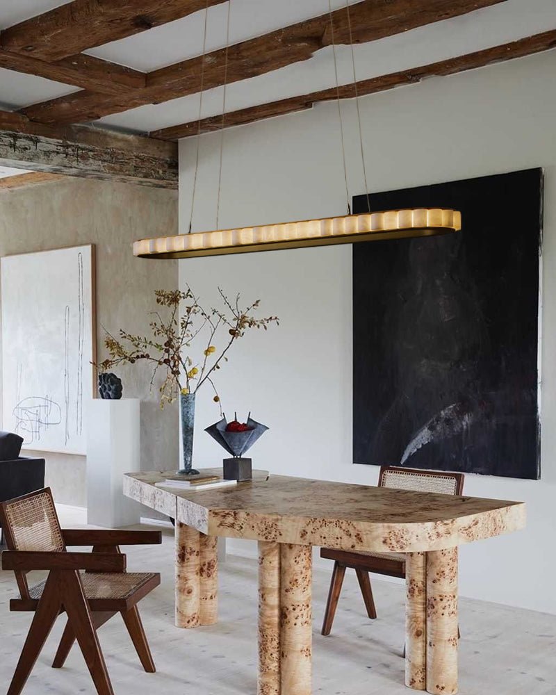 Ring Alabaster Oval Chandelier for Kitchen Island - L80*W30*H7CM/L31.5"*W11.8"*H2.8"Black + WhiteTrivellolab