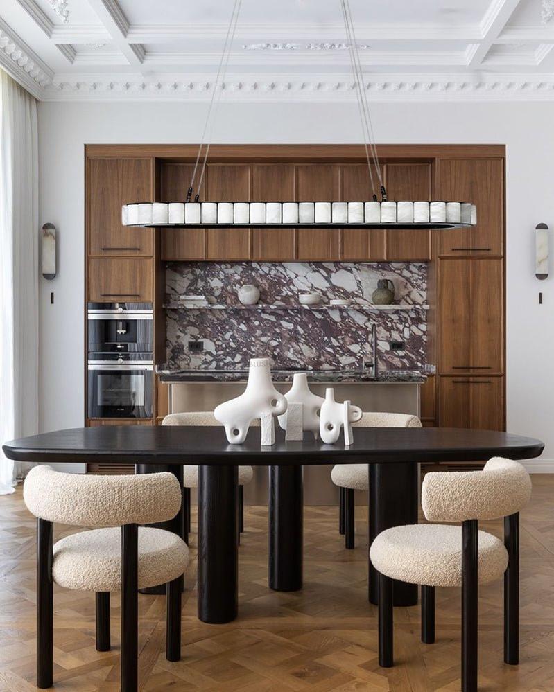 Ring Alabaster Oval Chandelier for Kitchen Island - L80*W30*H7CM/L31.5"*W11.8"*H2.8"Black + WhiteTrivellolab