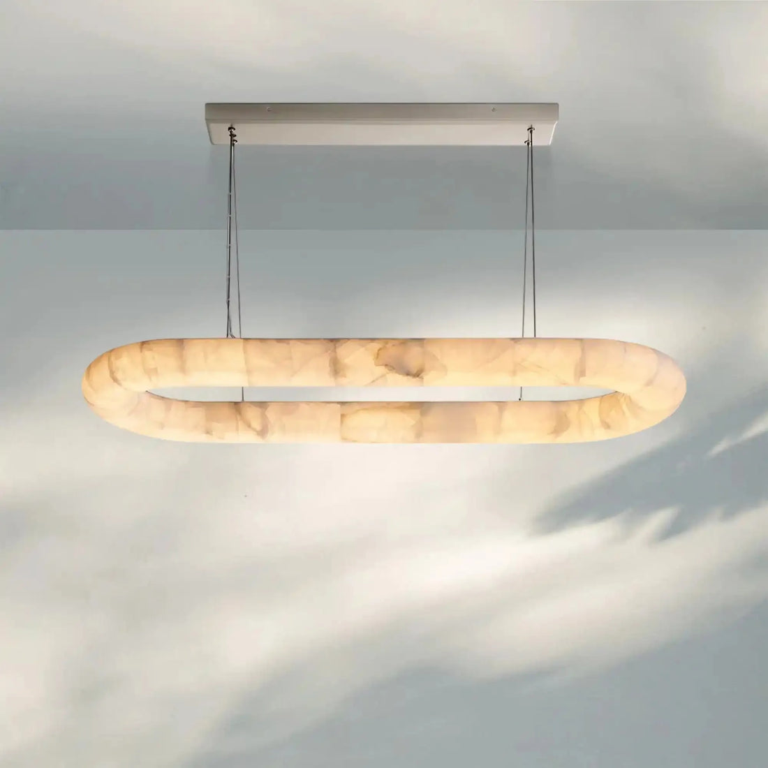 Rivaga Lisse Alabaster Oval Chandelier 57" 74"-57''-Bronze-