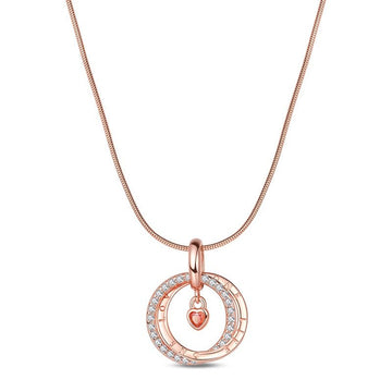 Trivellolab Rose Gold Double Circle Necklace with Heart