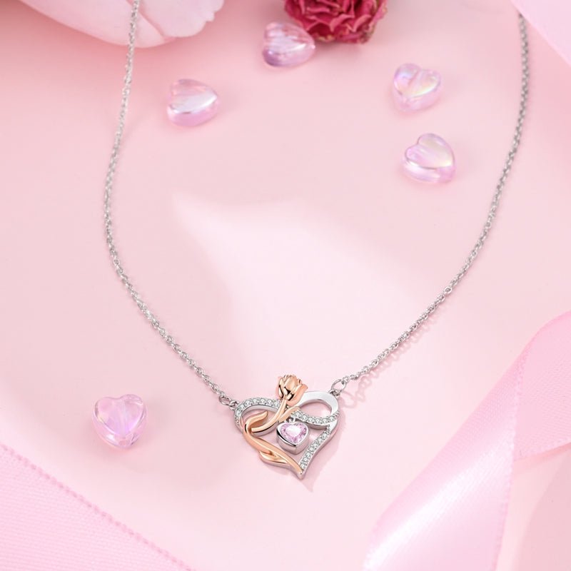 Trivellolab Rose & Heart Infinity Necklace