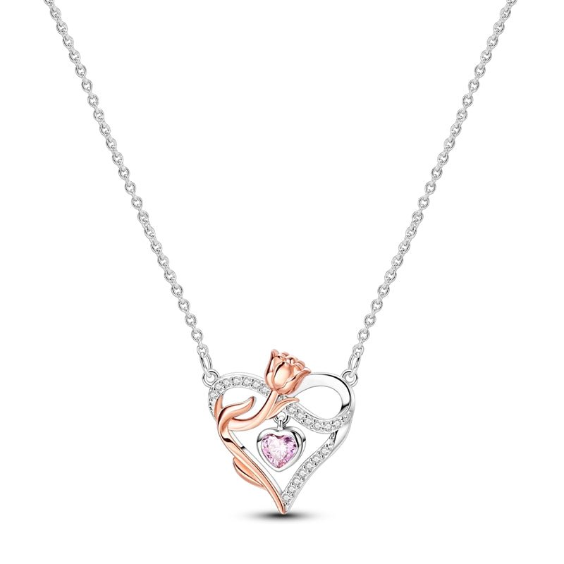 Trivellolab Rose & Heart Infinity Necklace