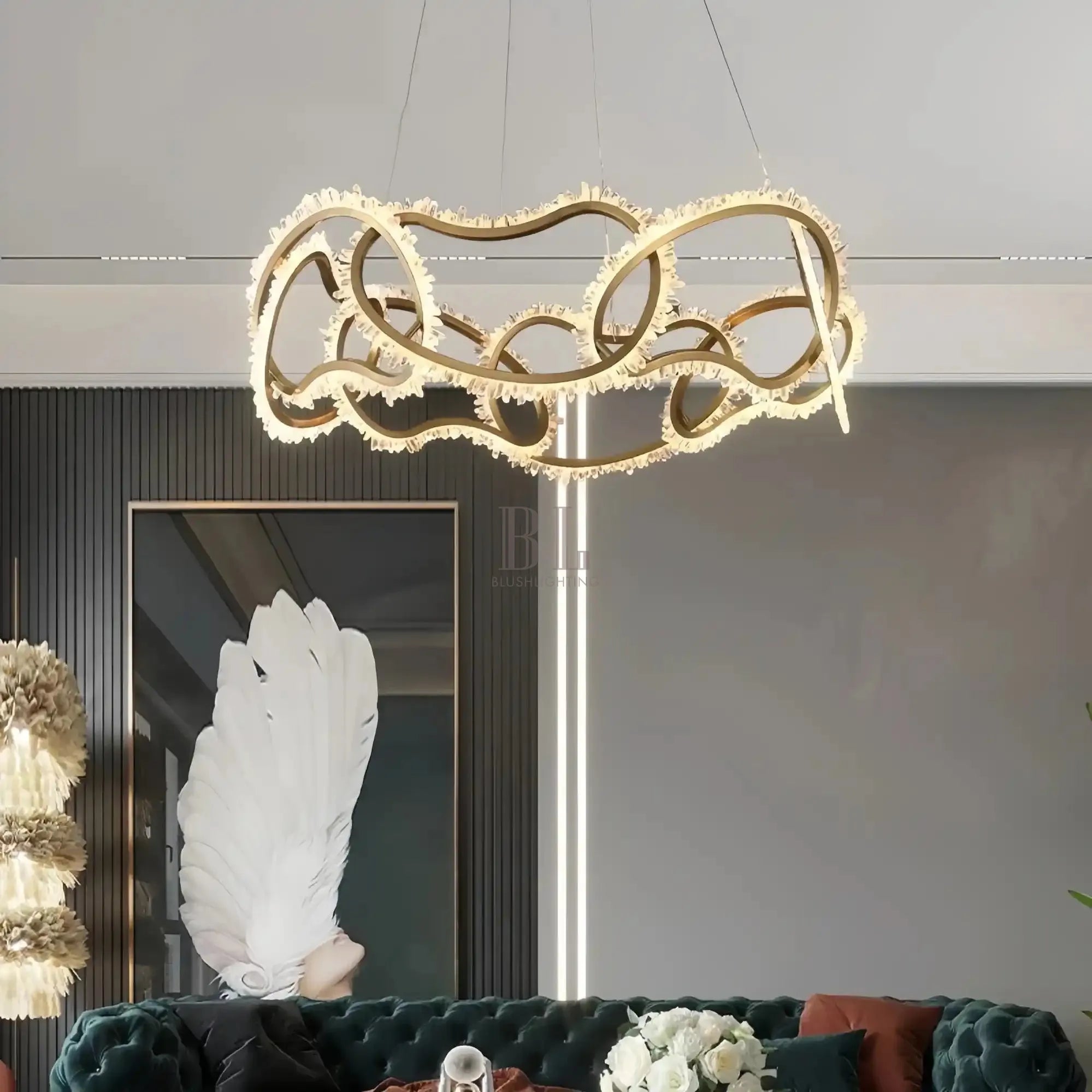 Rose Rock Crystal Multi - ring Chandelier Modern Chandelier Restaurant - Trivellolab