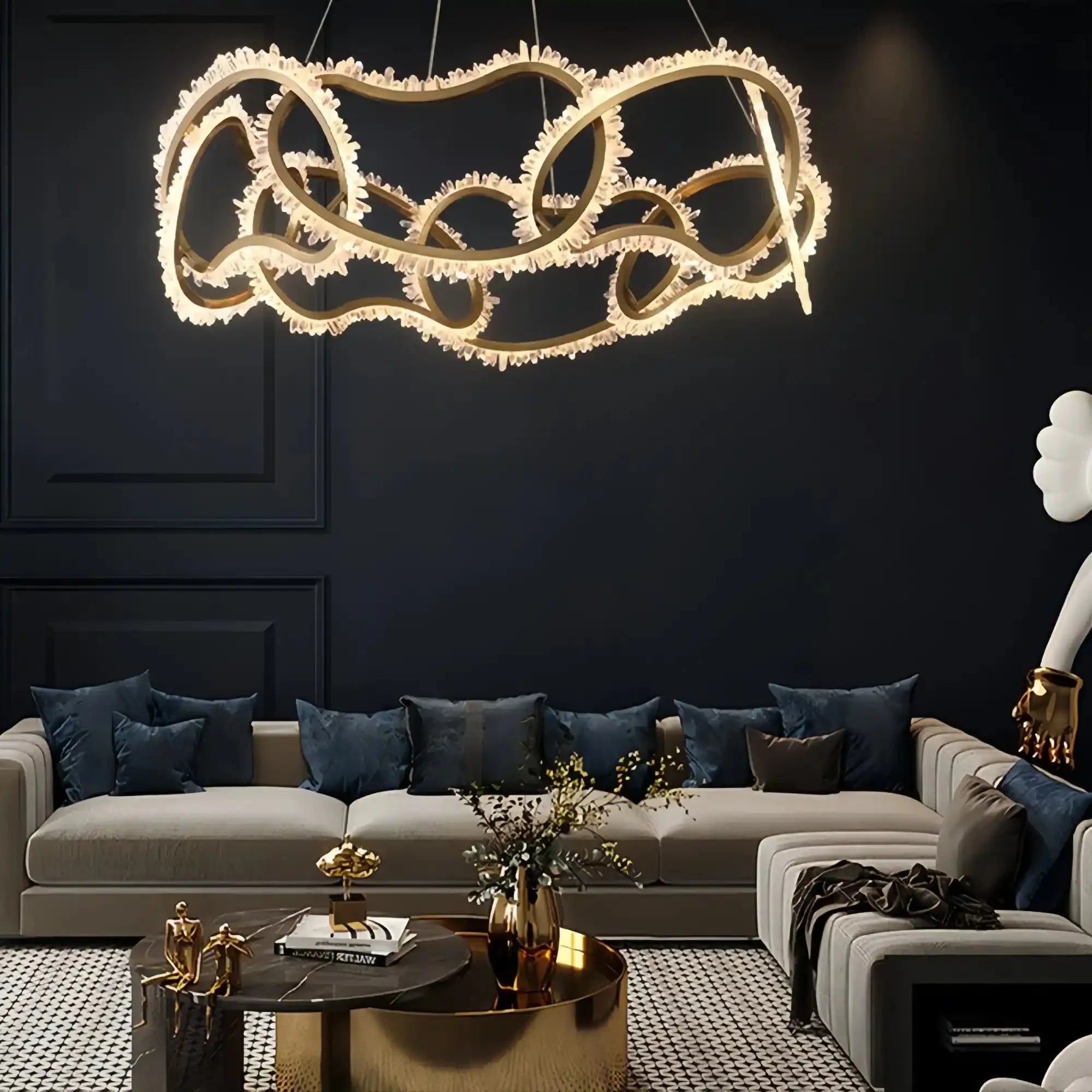 Rose Rock Crystal Multi - ring Chandelier Modern Chandelier Restaurant - Trivellolab