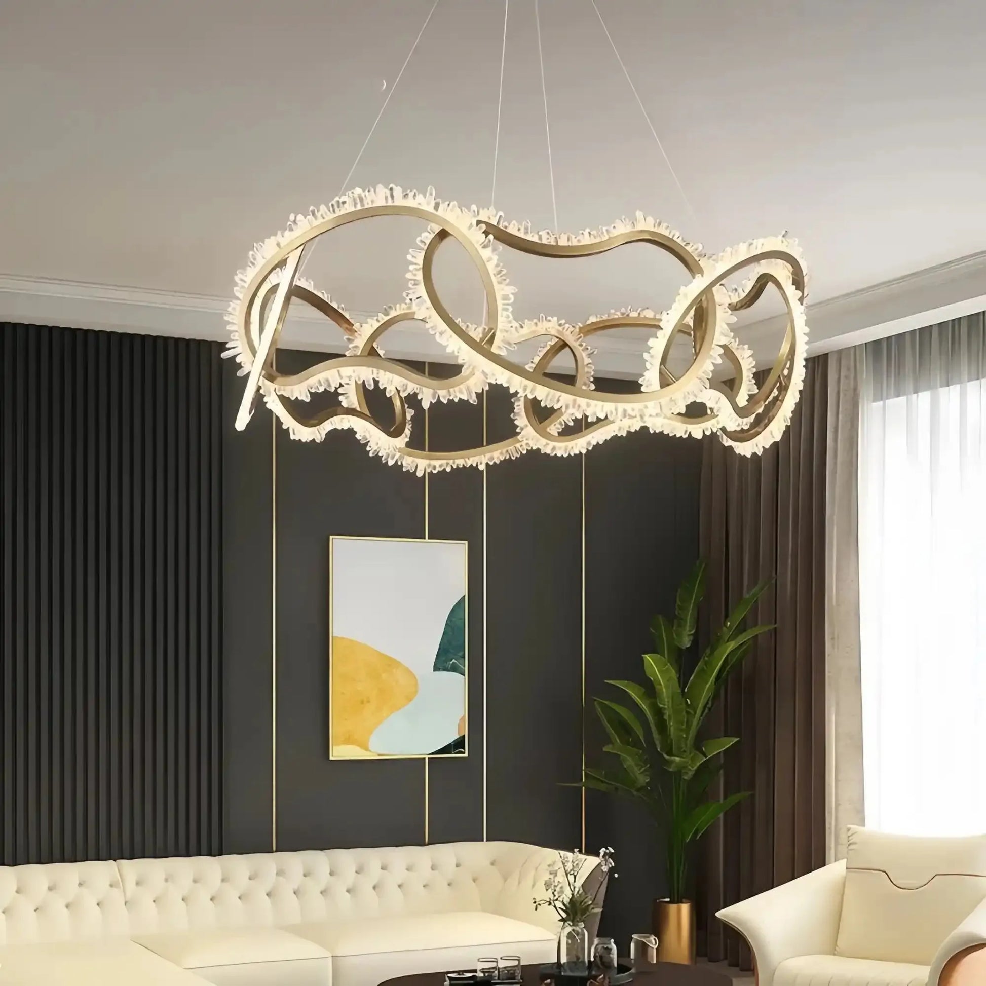 Rose Rock Crystal Multi - ring Chandelier Modern Chandelier Restaurant - Trivellolab