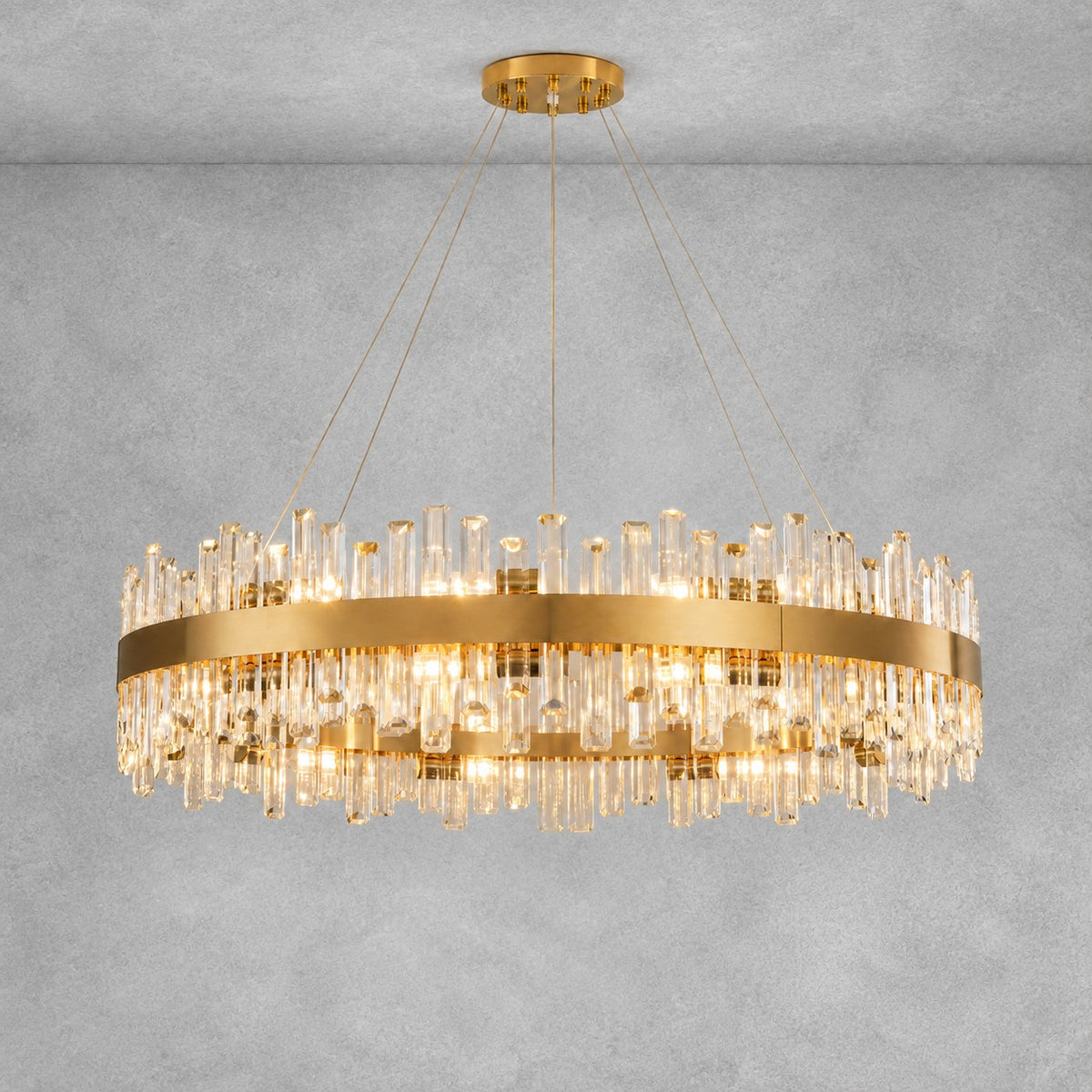 Round Golden Crystal Island Chandelier-1000