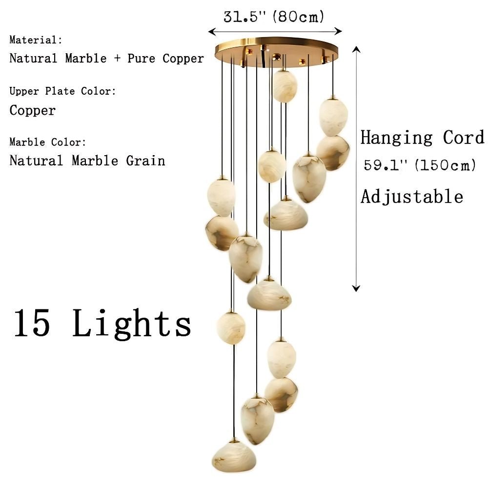 Sage Marble Chandelier - 5 LightsTrivellolab