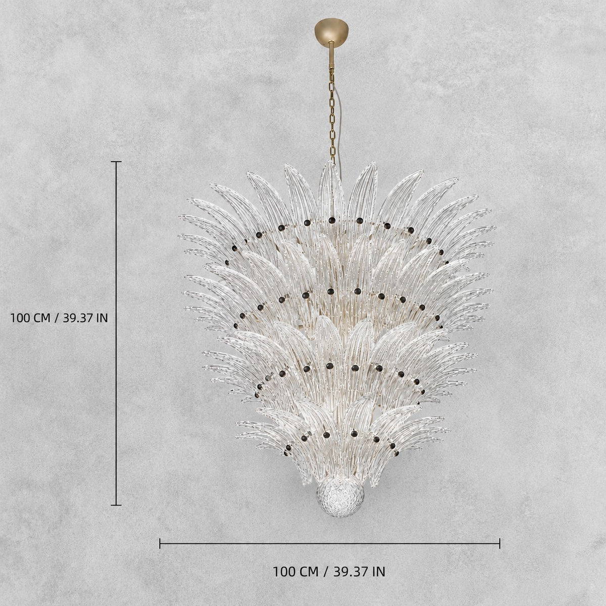 Sculptural Floral Glass Style  Chandelier