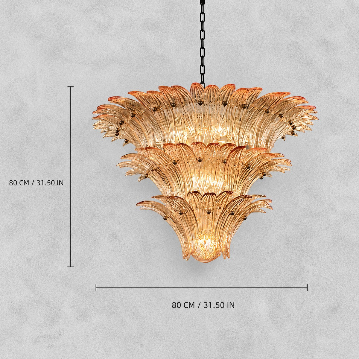 Sculptural Floral Glass Style  Chandelier
