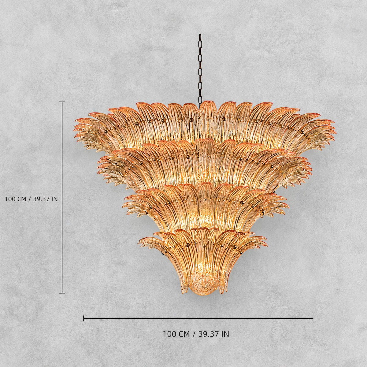 Sculptural Floral Glass Style  Chandelier