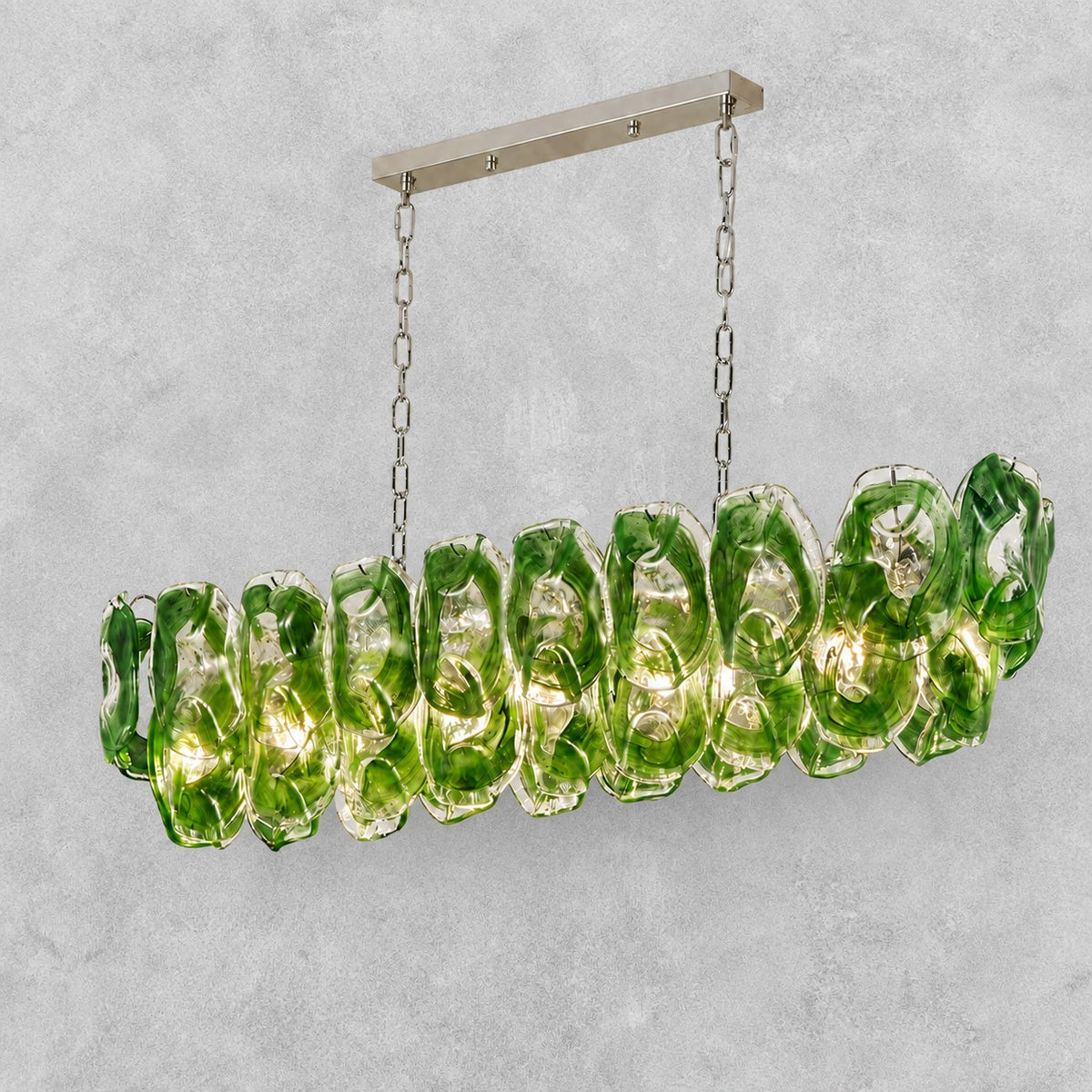 Verdalia Green Glass Linear Style Chandelier
